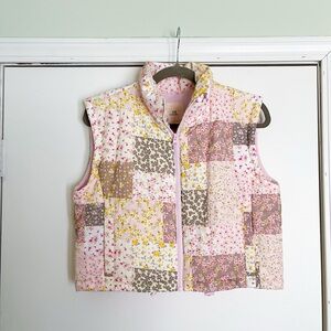 Thread & Supply Floral Patchwork Vest in Pink and Yellow